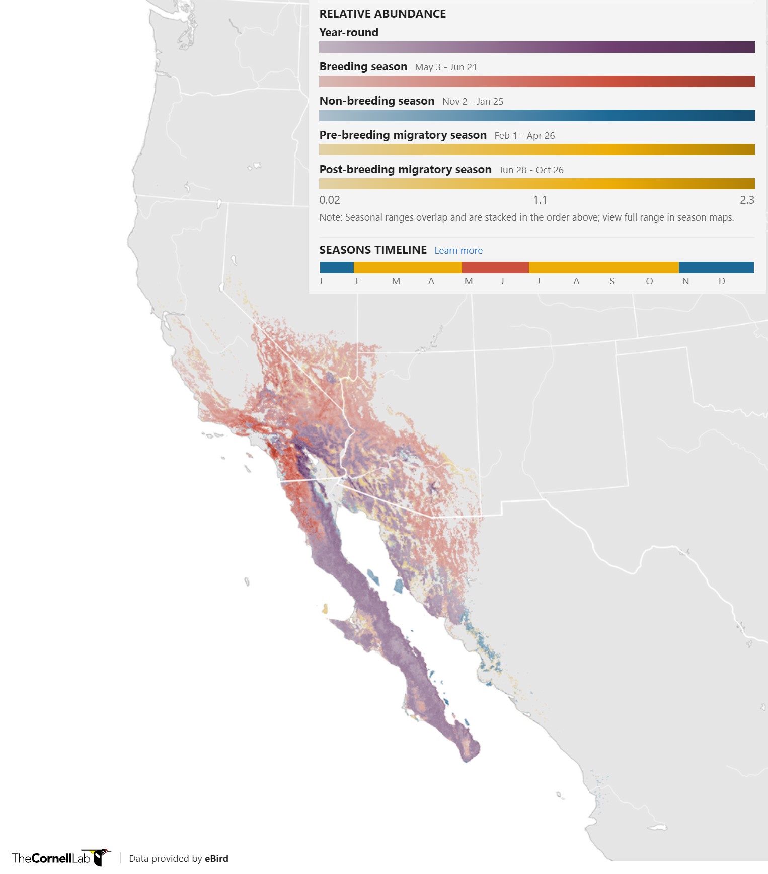 Range Map for Costa’s Hummingbird