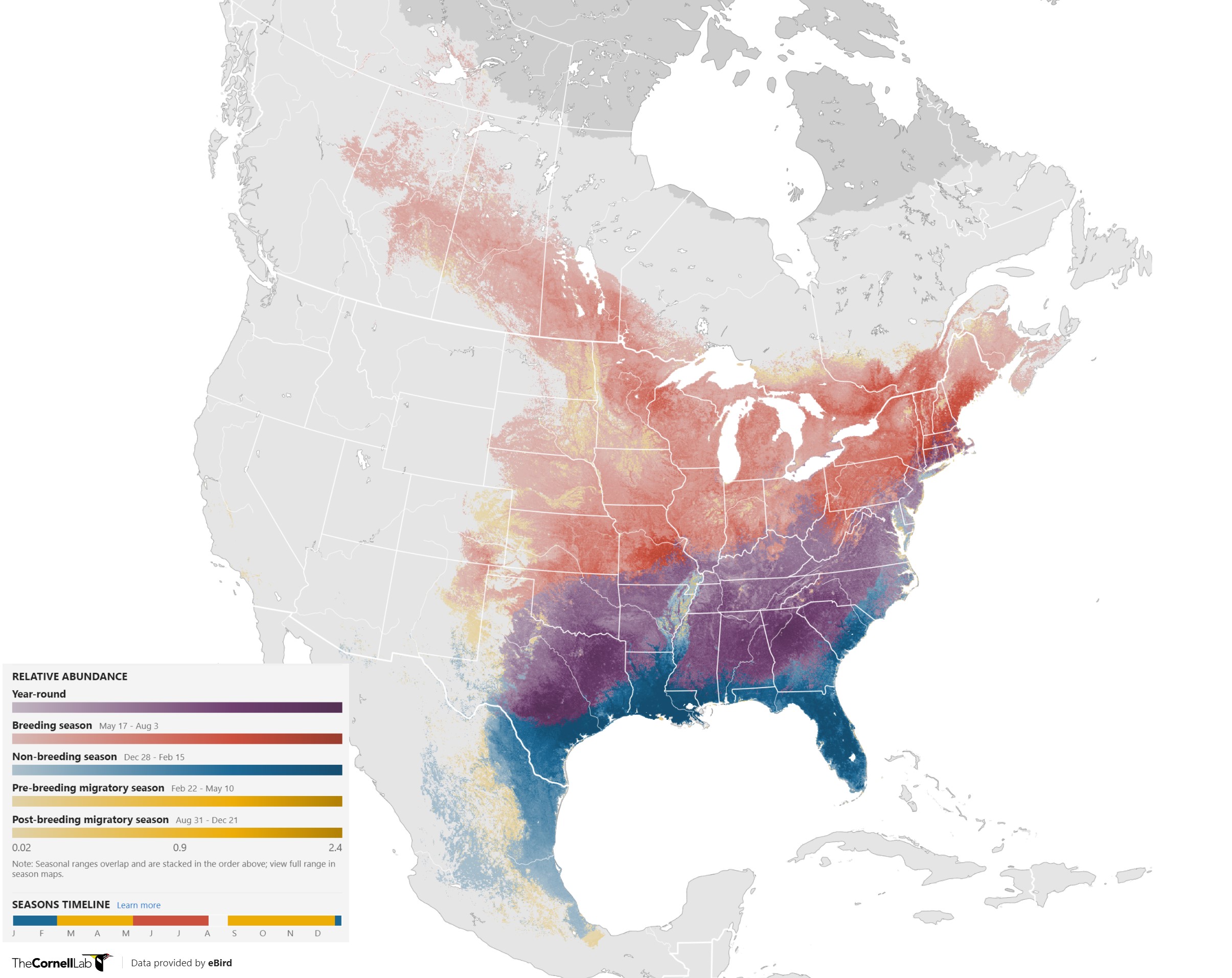 Range Map for Eastern Phoebe