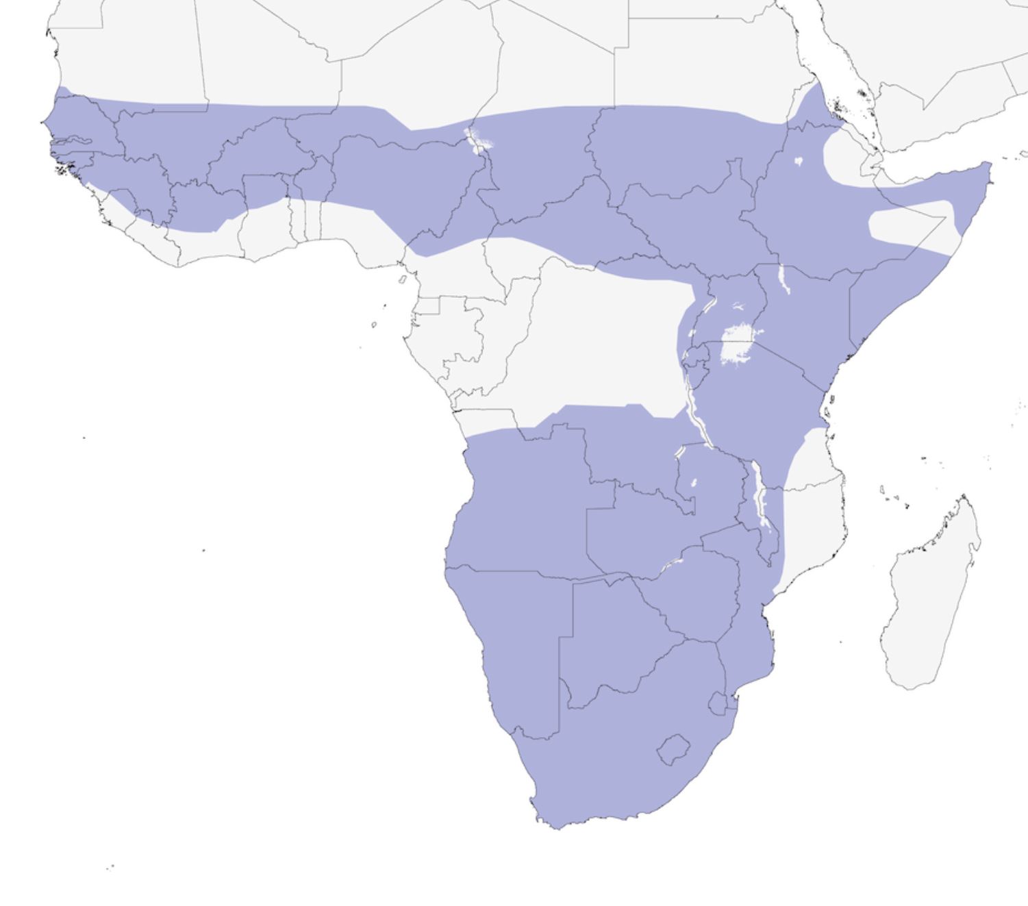 Range Map for Martial Eagle