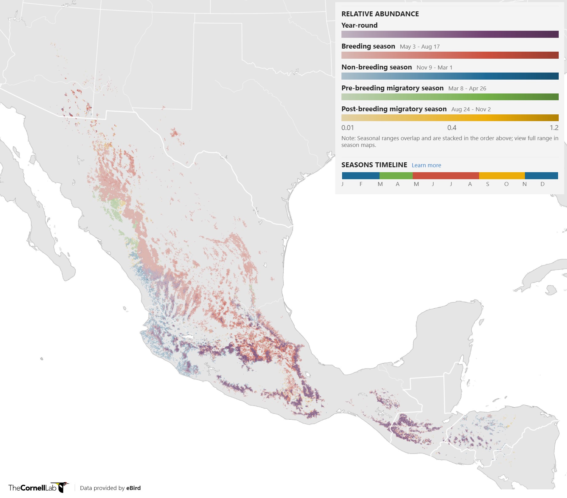 Range Map for Rivoli’s Hummingbird