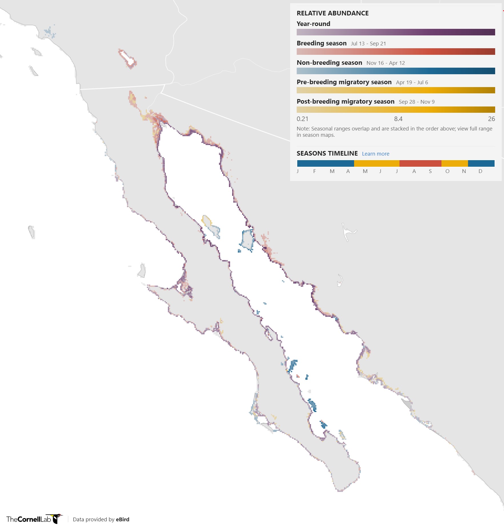 Range Map for Yellow-Footed Gull
