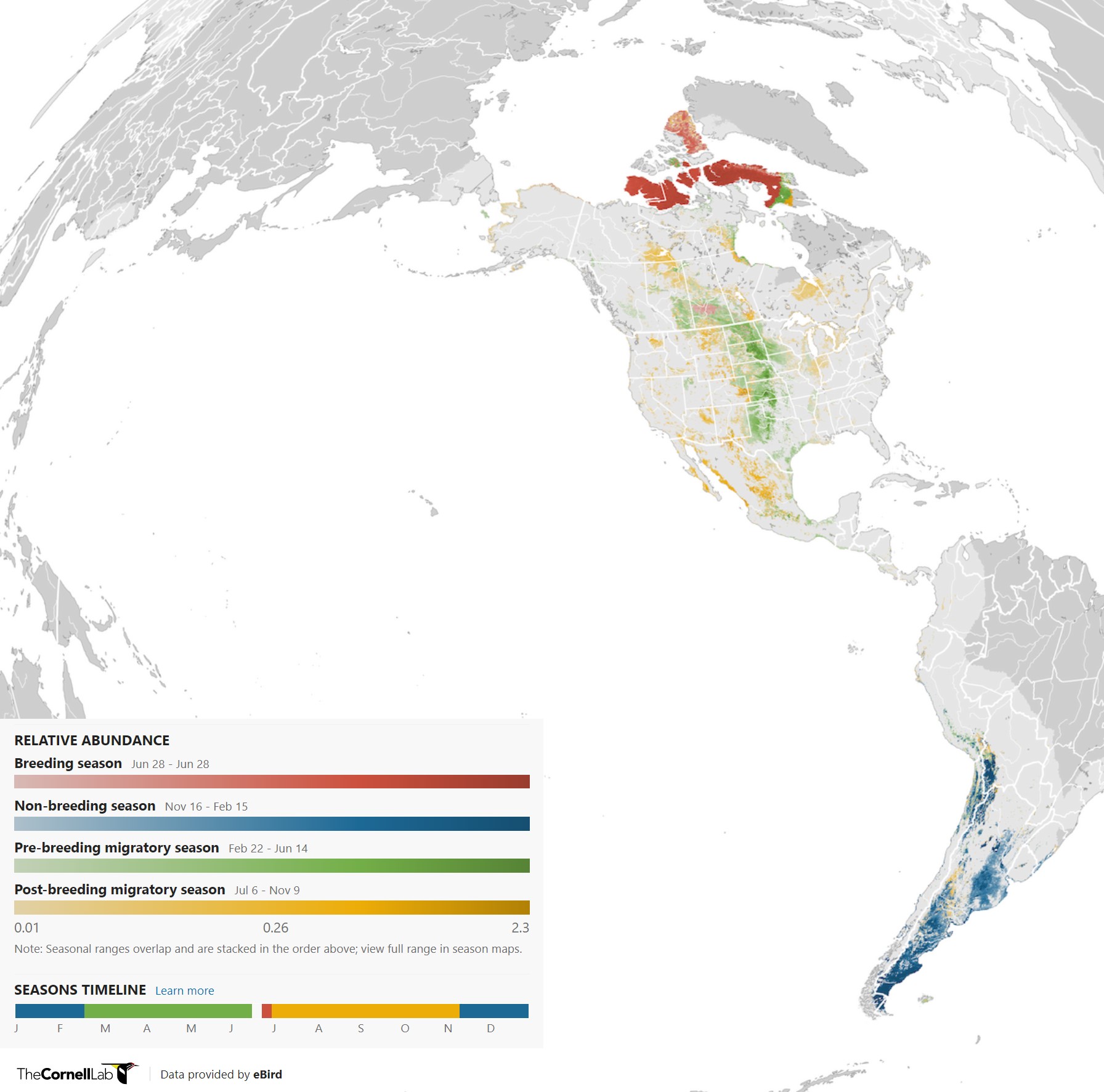 Range Map for Baird’s Sandpiper