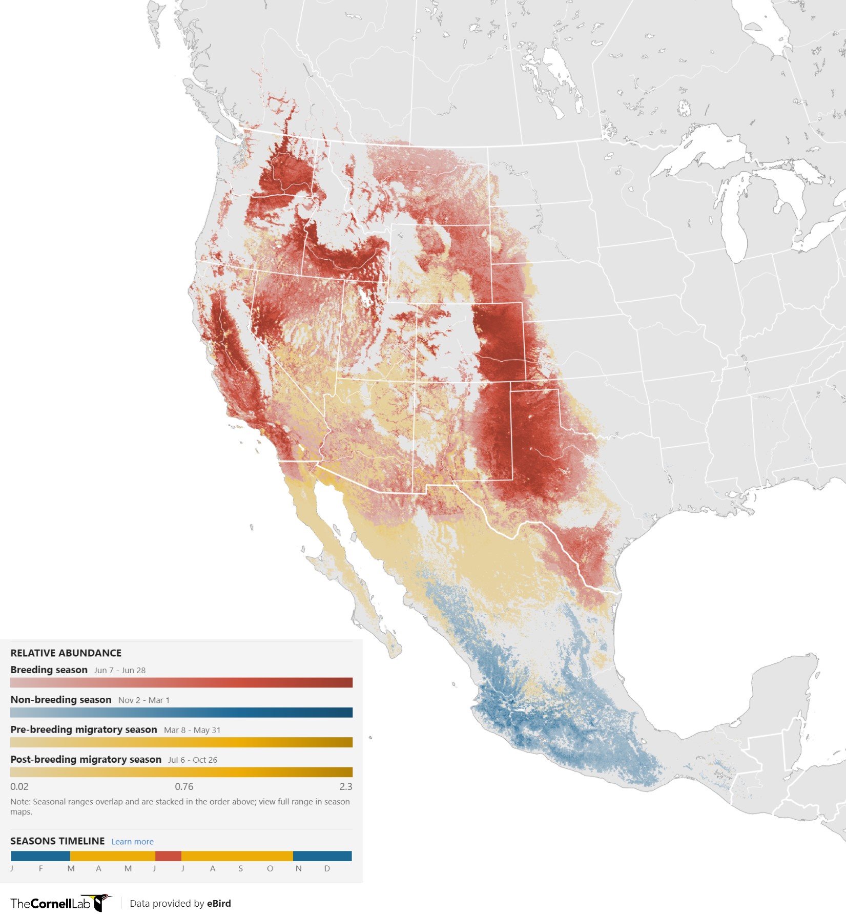 Range Map for Bullock’s Oriole