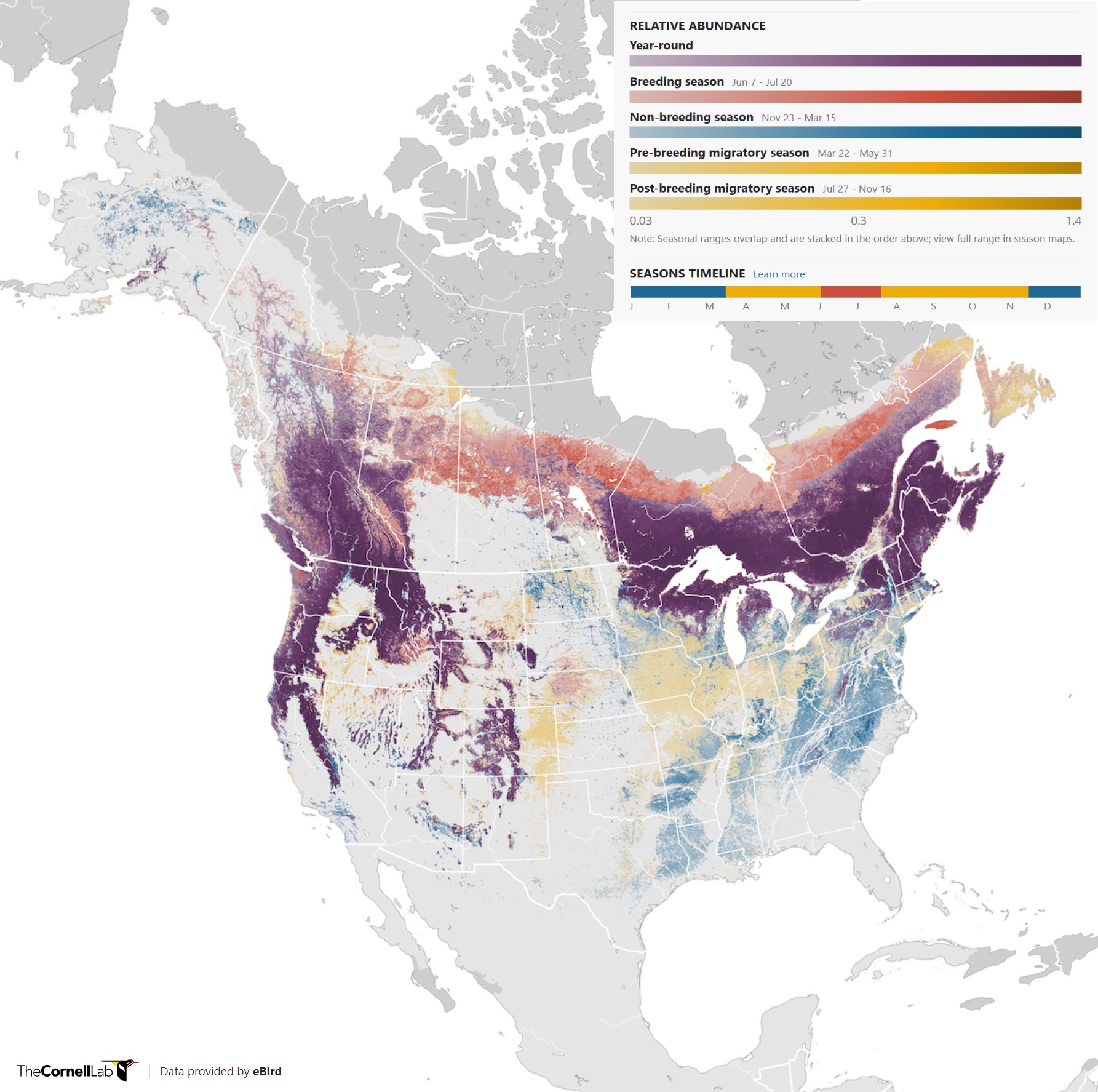 Range Map for Red-Breasted Nuthatch