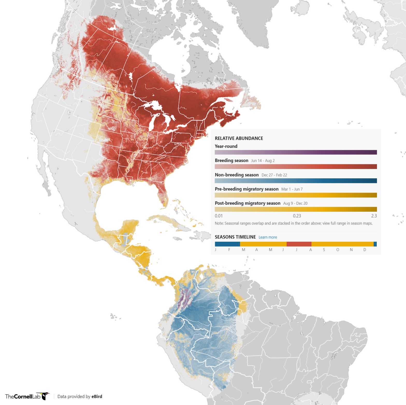 Range Map for Red-Eyed Vireo