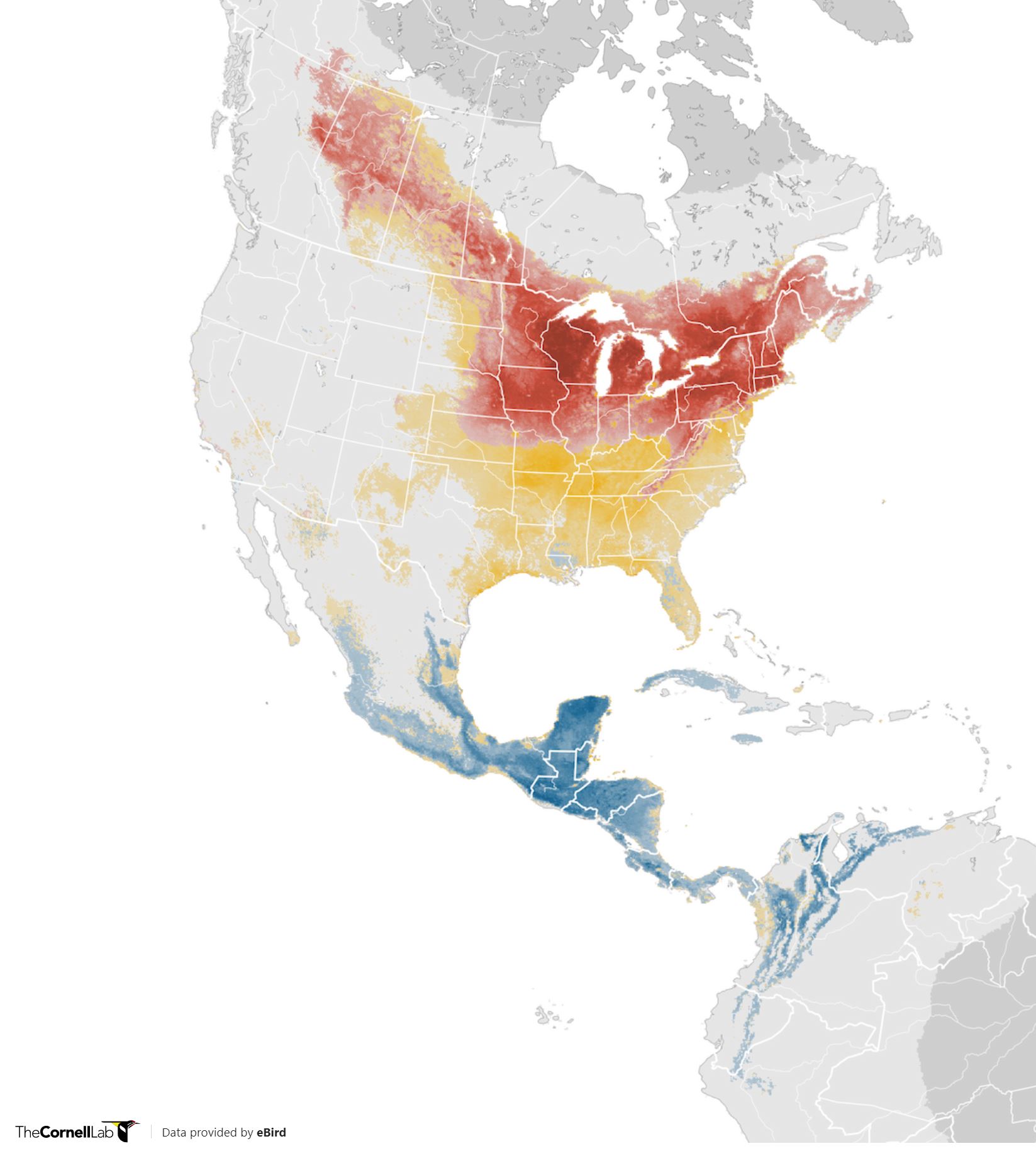 Range Map for Rose-Breasted Grosbeak