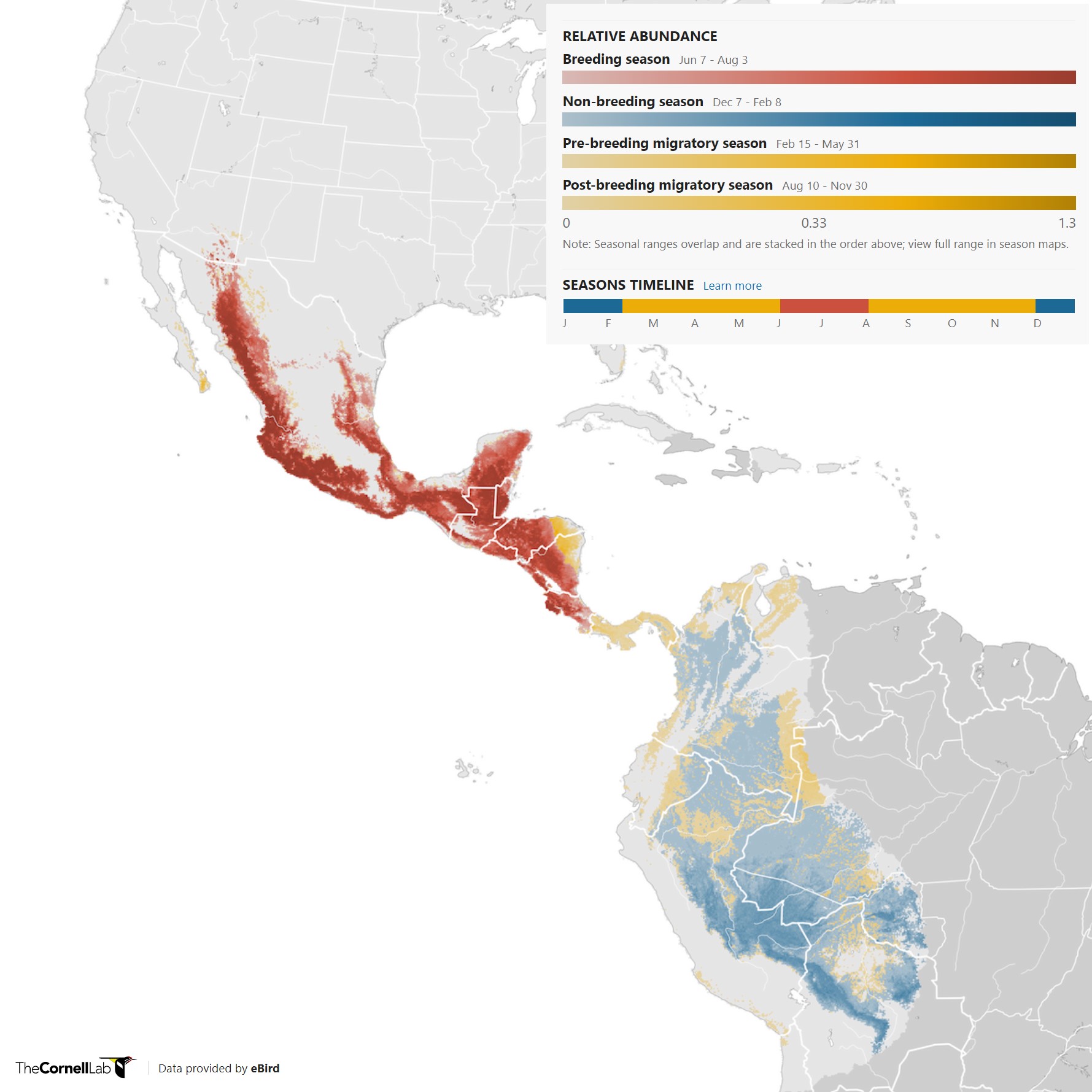 Range Map for Sulphur-Bellied Flycatcher