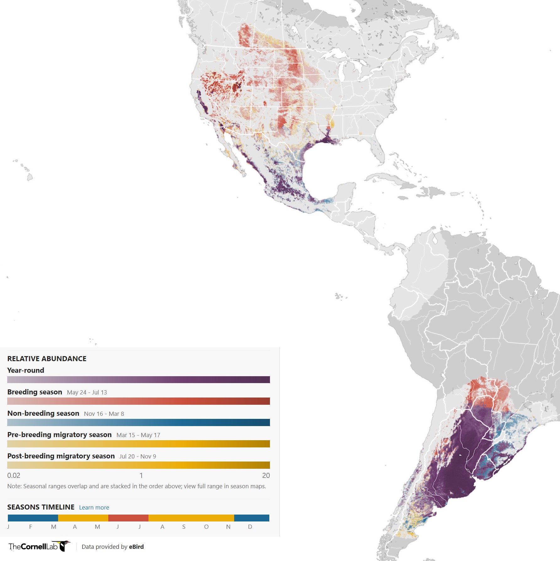 Range Map for White-Faced Ibis