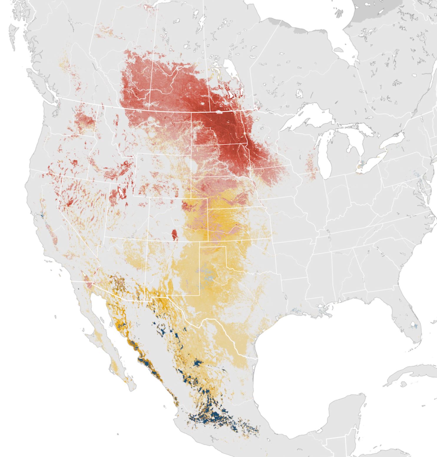 Range Map for Yellow-Headed Blackbird