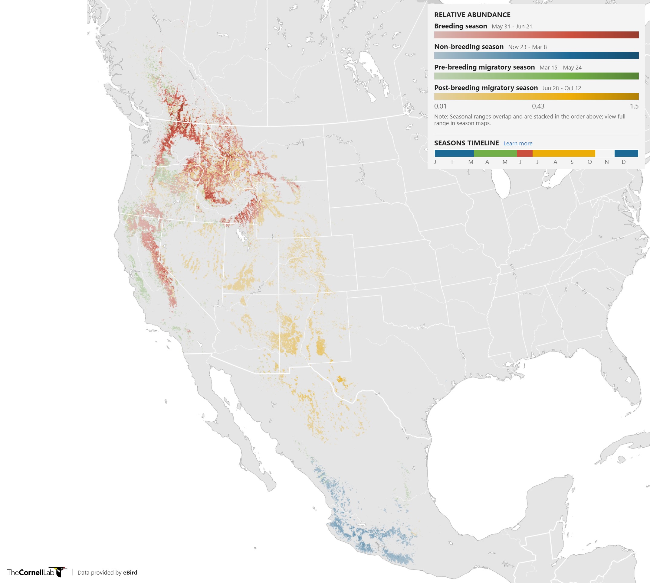 Range Map for Calliope Hummingbird