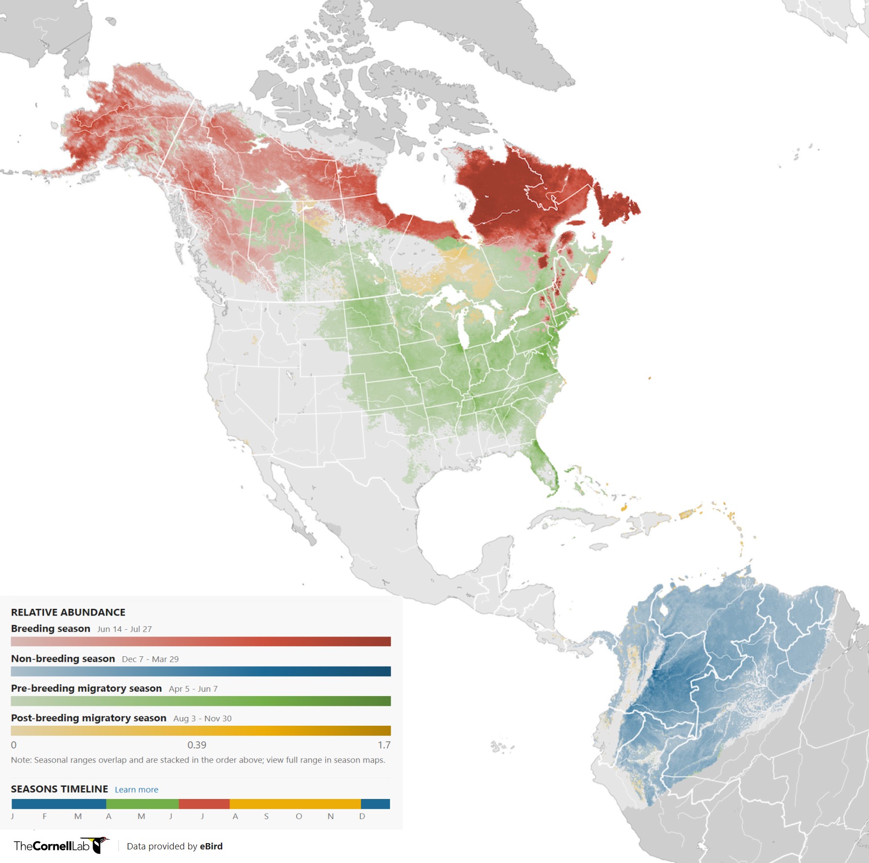 Range Map for Blackpoll Warbler