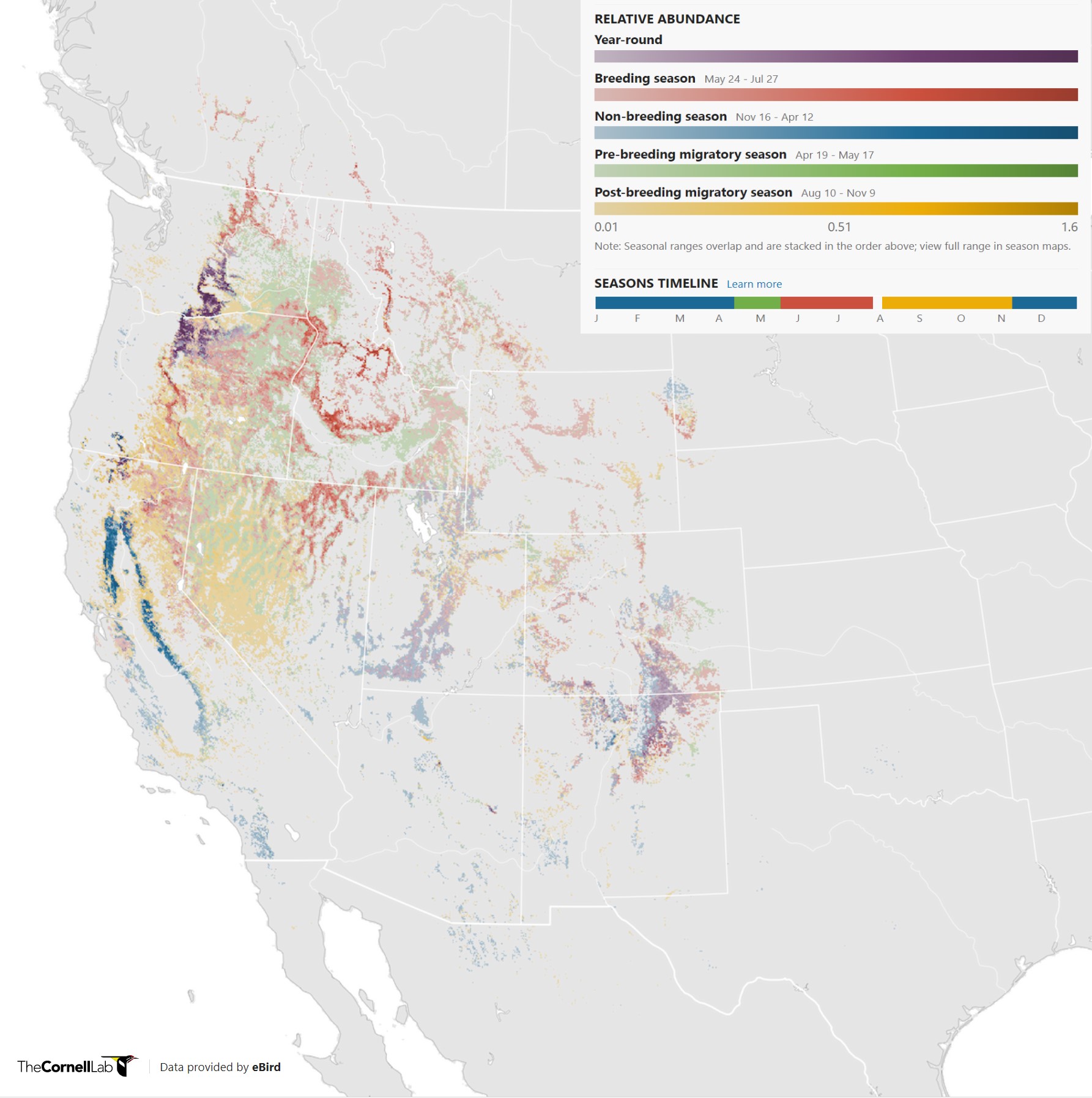 Range Map for Lewis’s Woodpecker