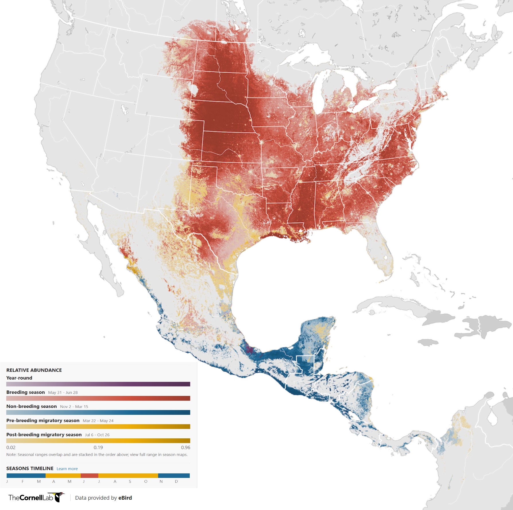 Range Map for Orchard Oriole