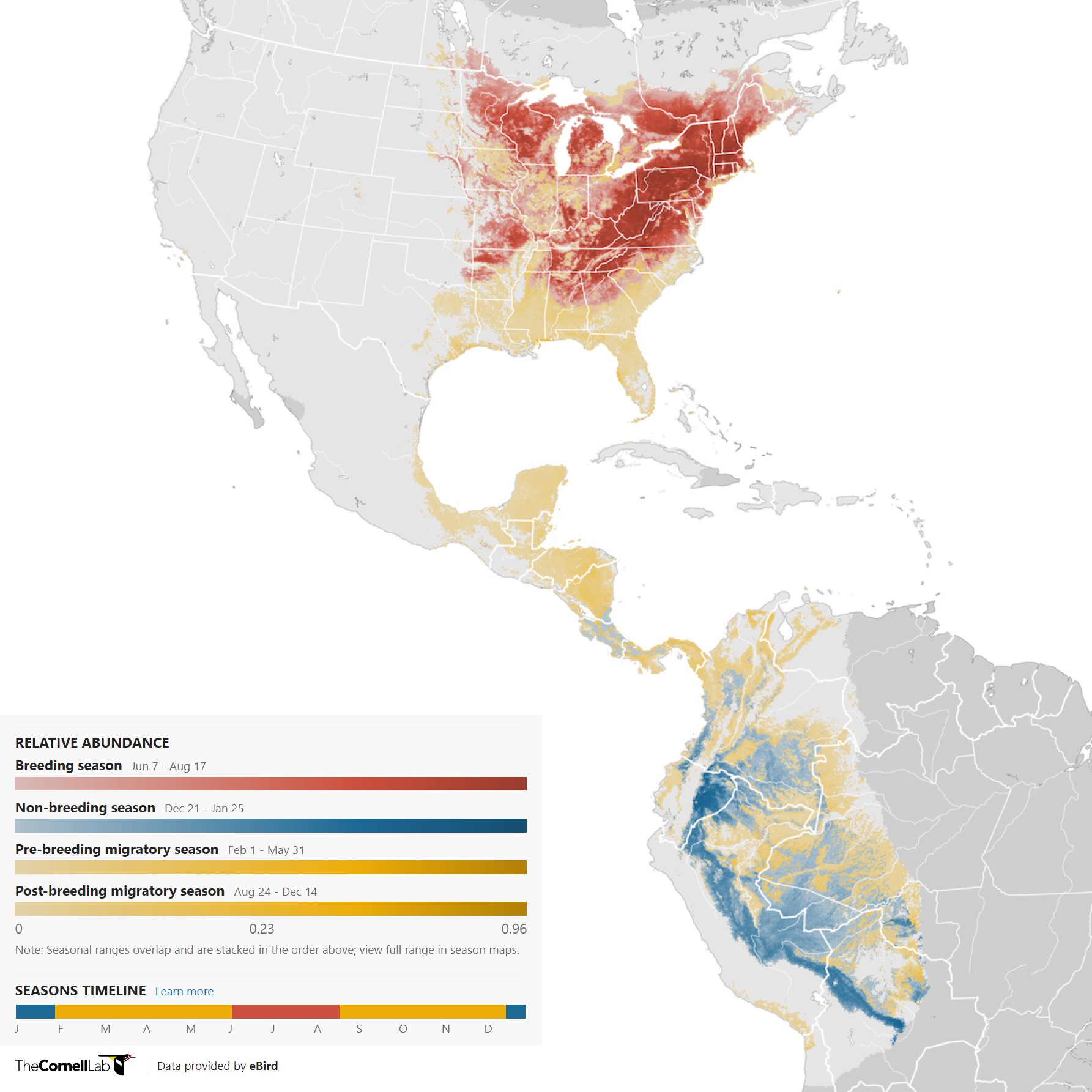 Range Map for Scarlet Tanager
