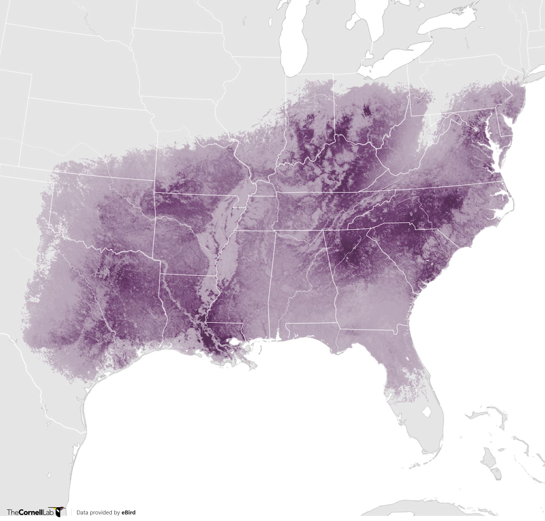 Range Map for Carolina Chickadee