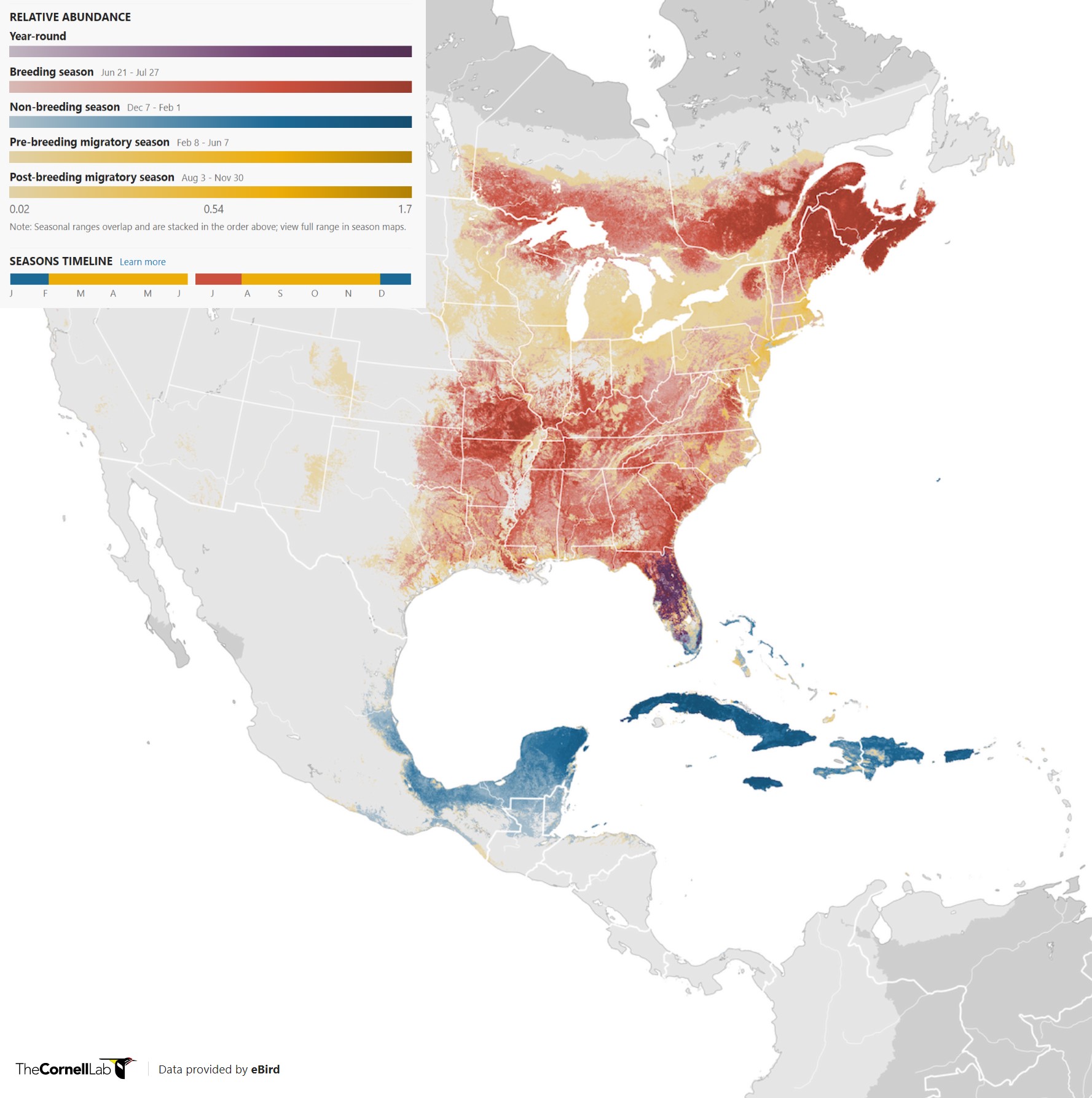 Range Map for Northern Parula