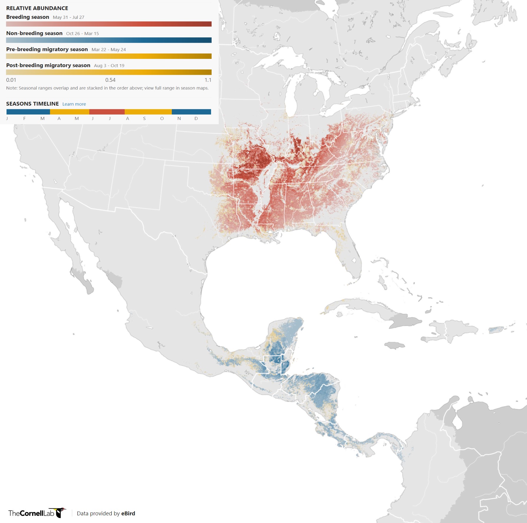 Range Map for Kentucky Warbler