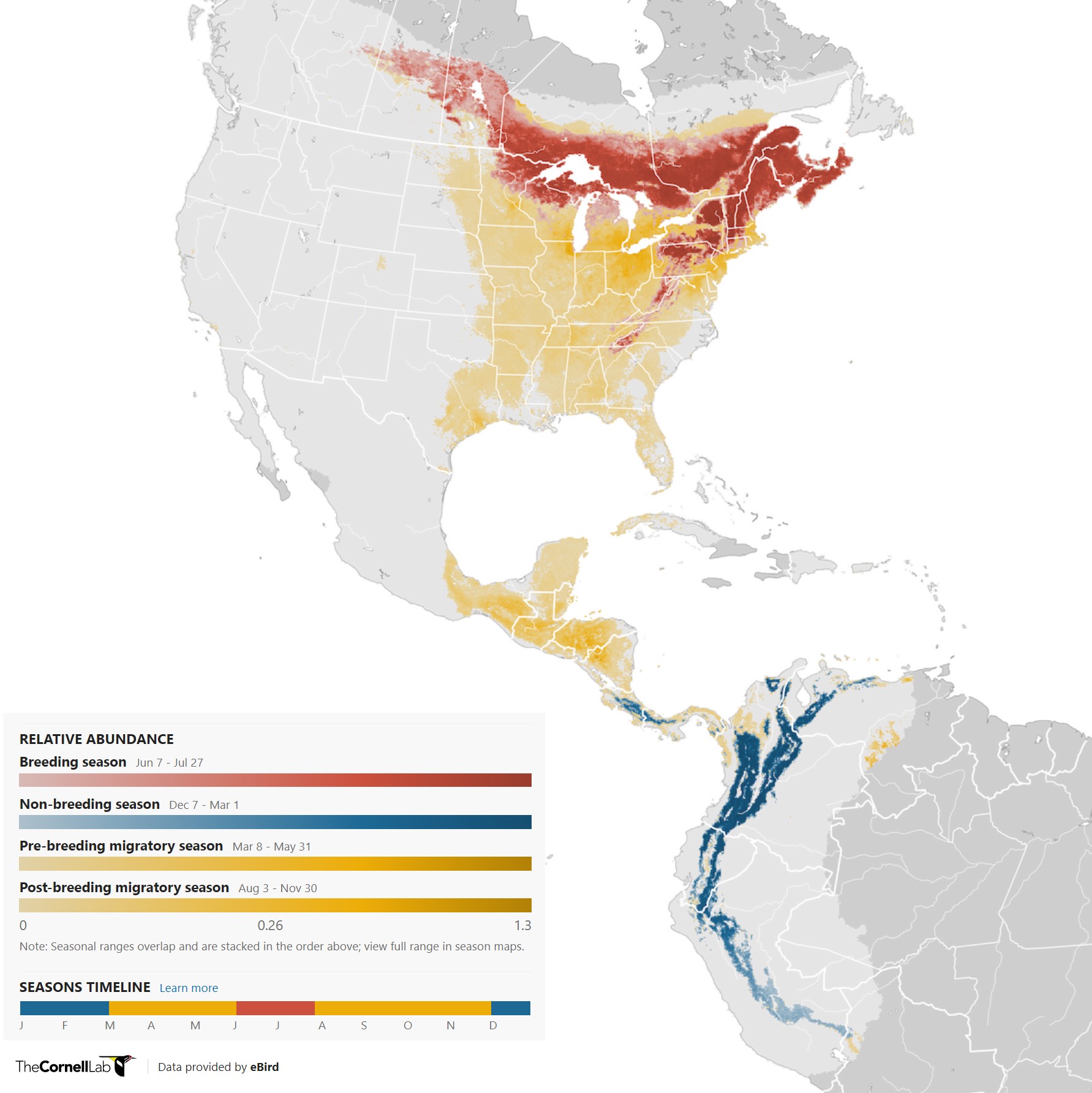 Range Map for Blackburnian Warbler