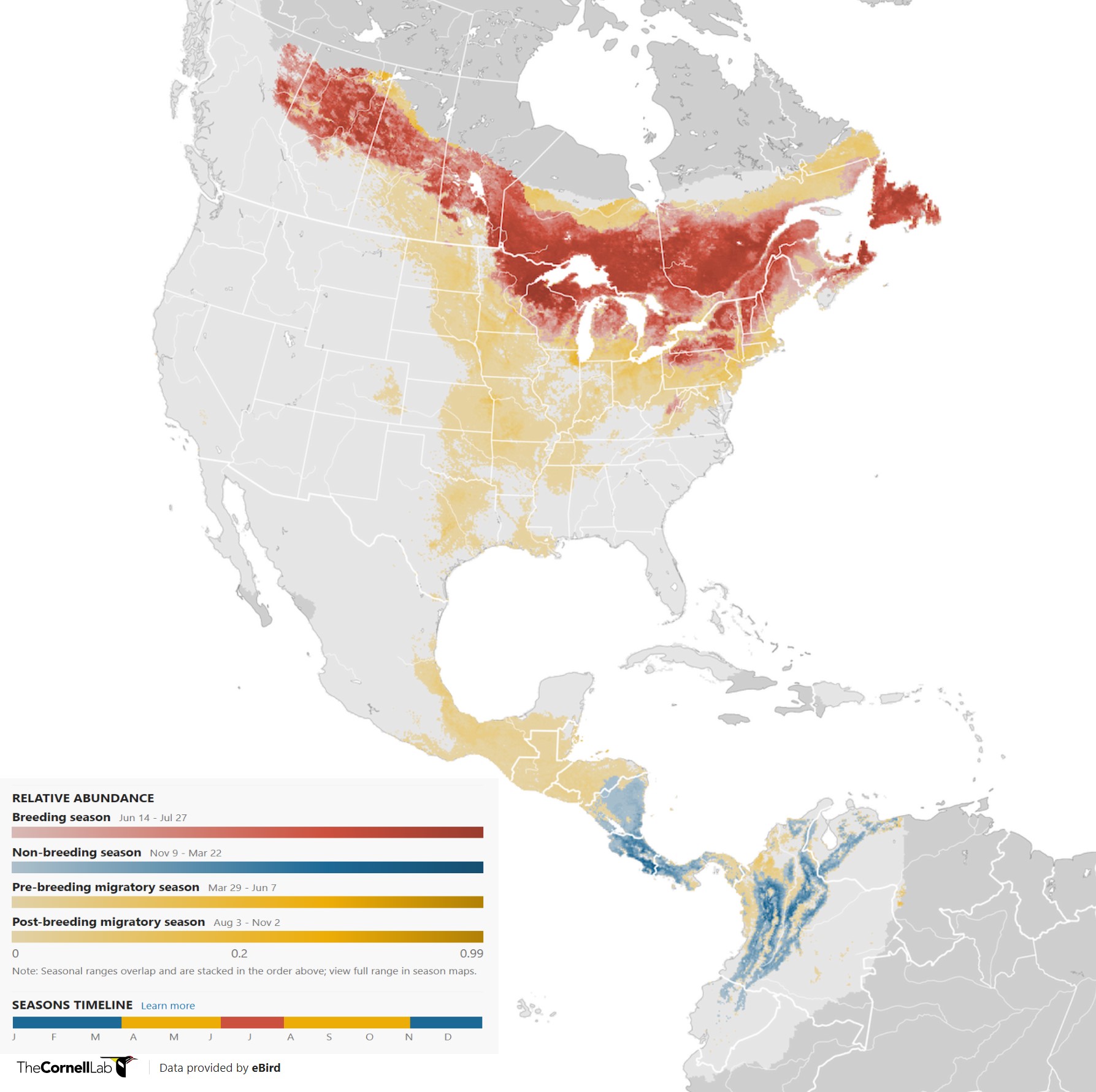 Range Map for Mourning Warbler