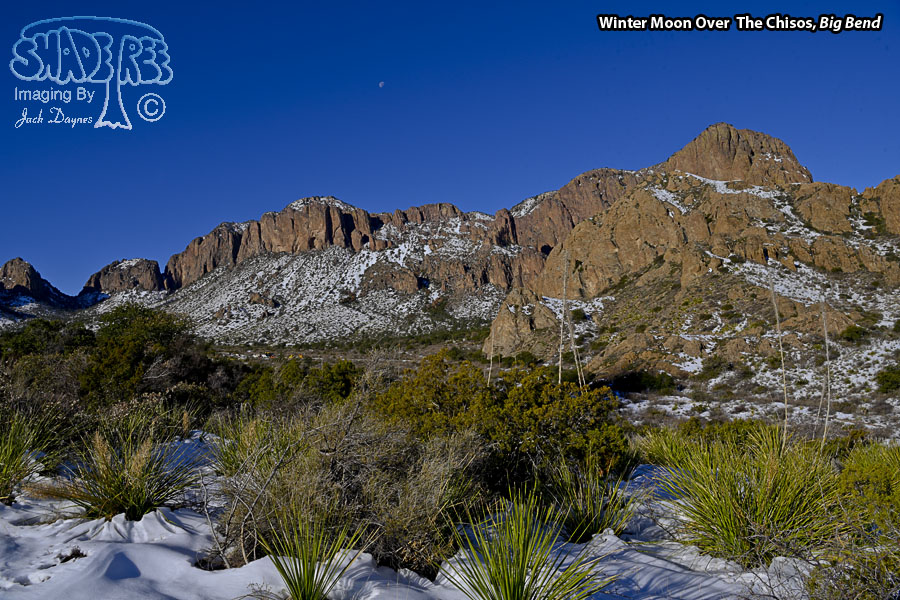 Winter Moon Over the Chisos Mountains - Scenery
