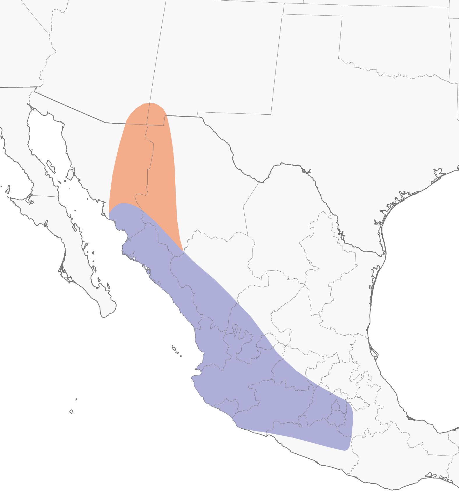 Range Map for Violet-Crowned Hummingbird