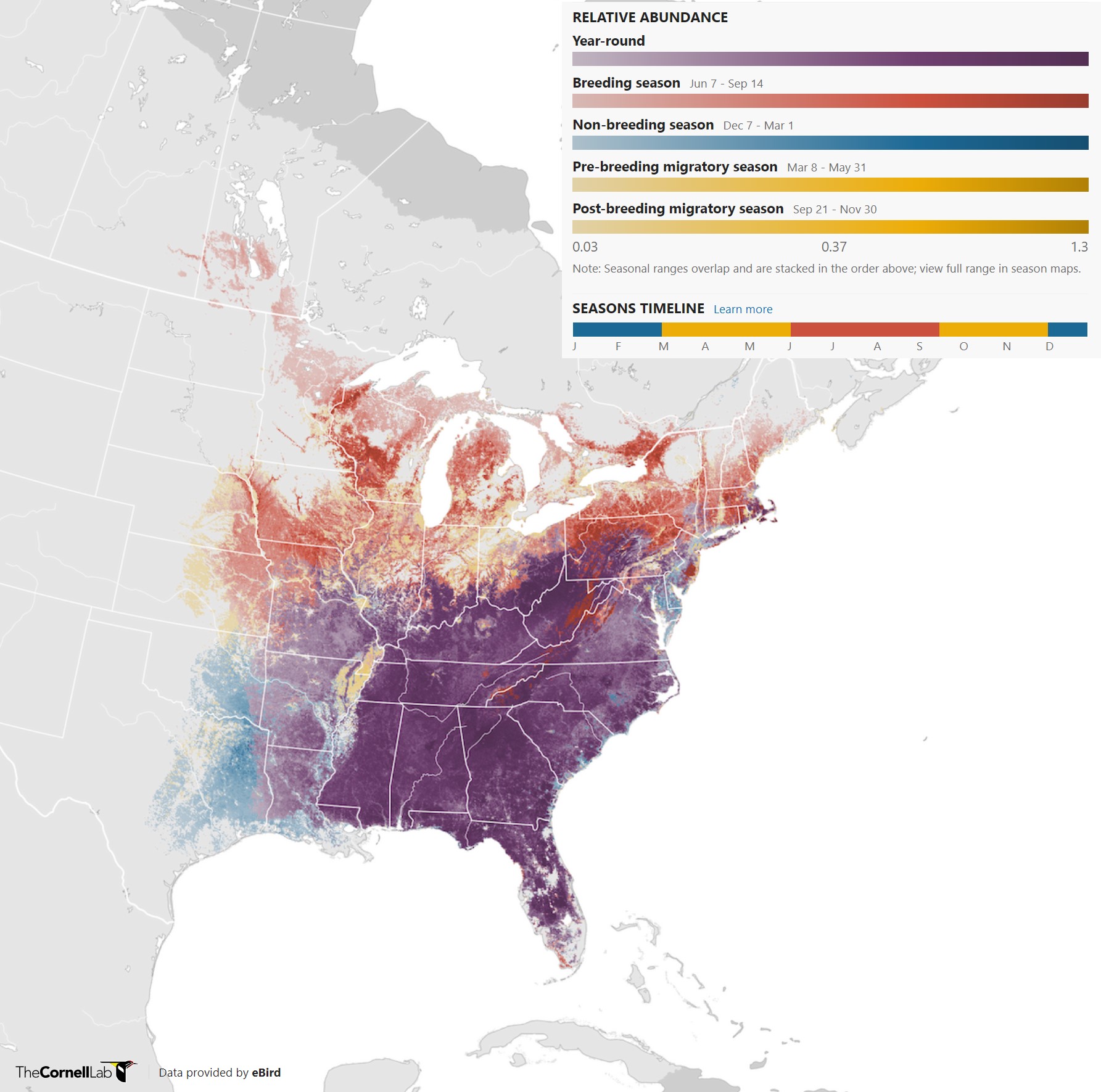 Range Map for Eastern Towhee