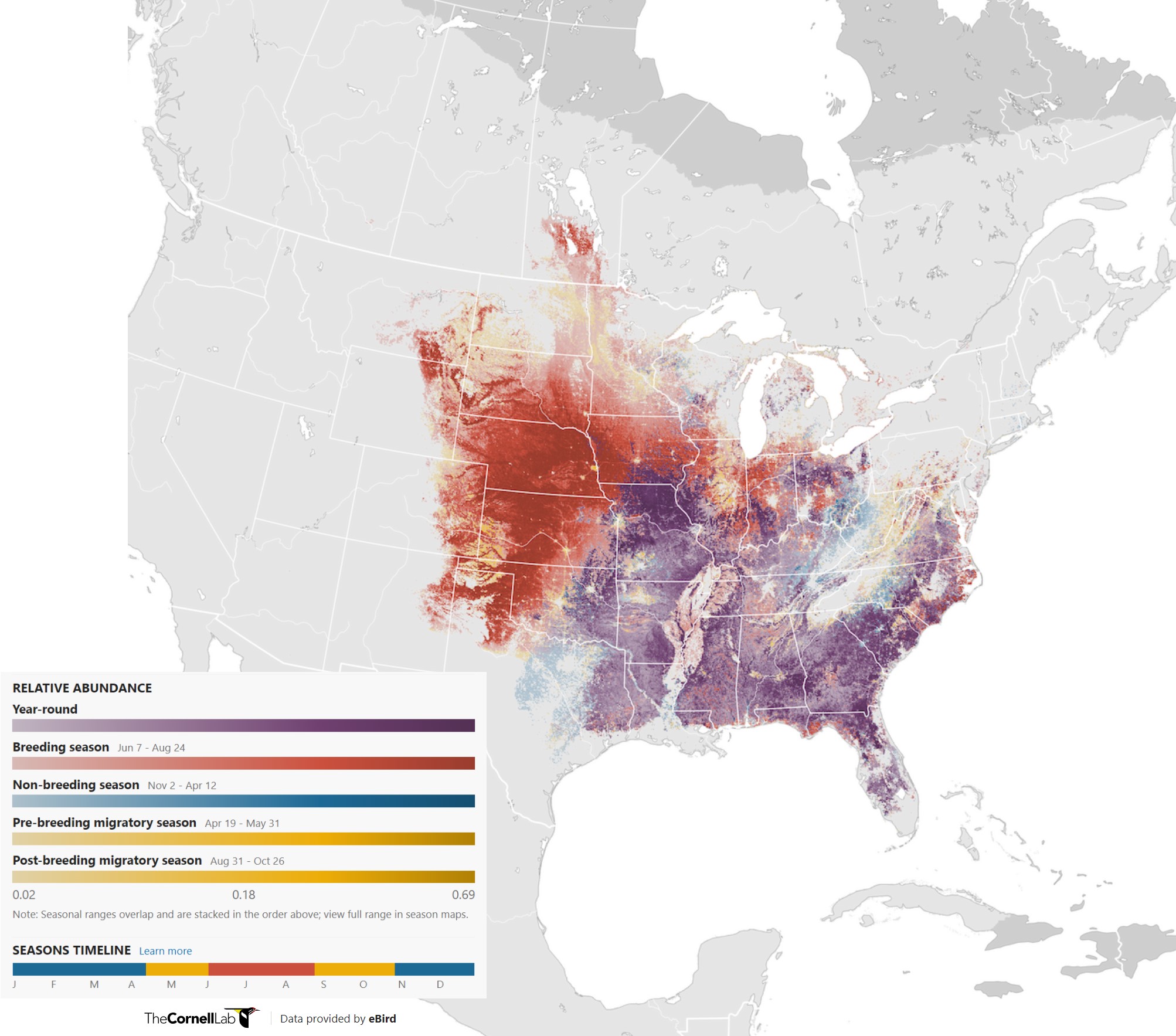 Range Map for Red-Headed Woodpecker
