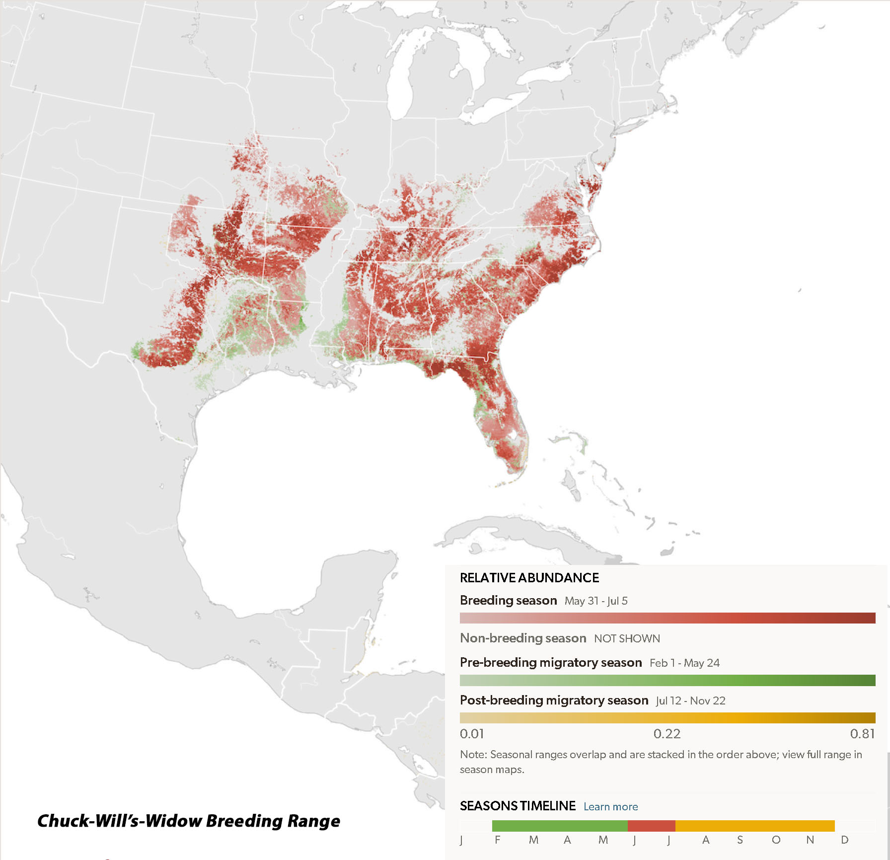 Range Map for Chuck-Will’s-Widow