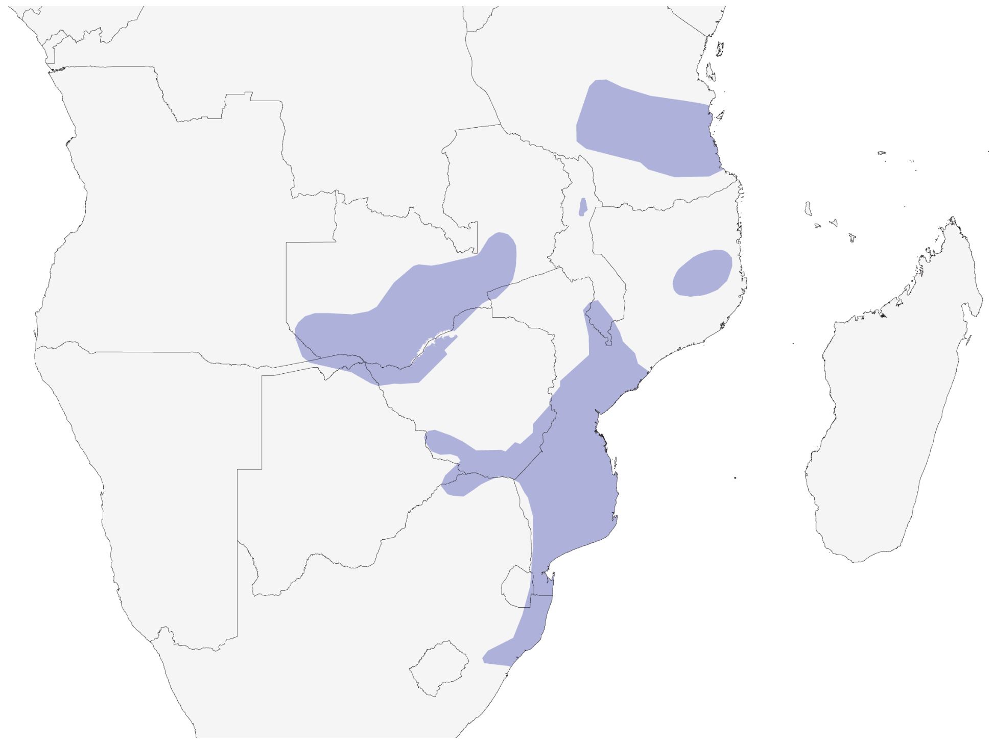 Range Map for Southern Crested Guineafowl