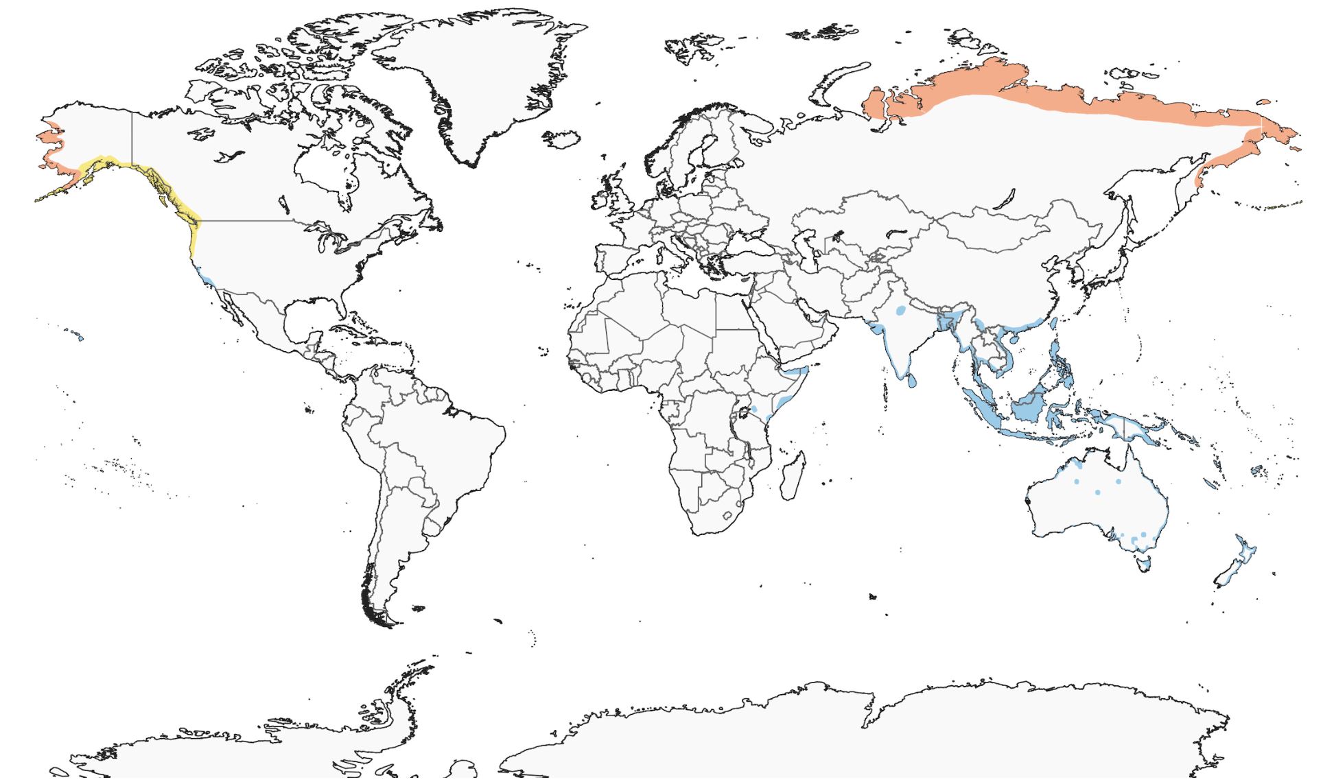 Range Map for Plover – Pacific Golden