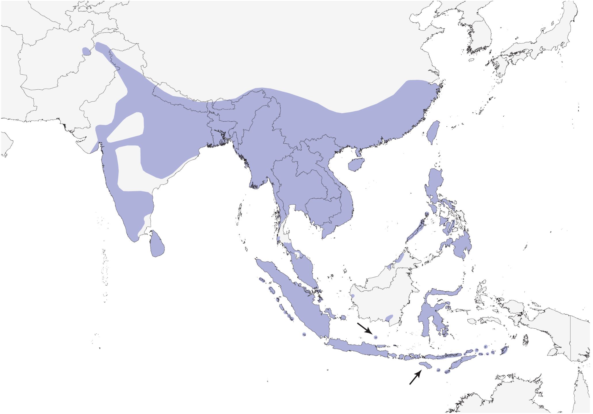 Range Map for Scaly-Breasted-Munia