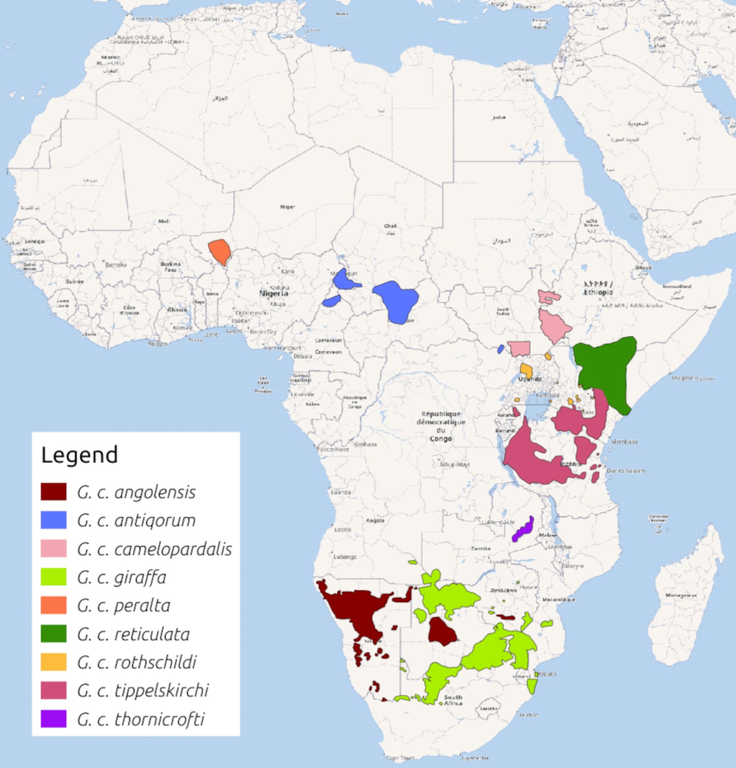 Range Map for Giraffe