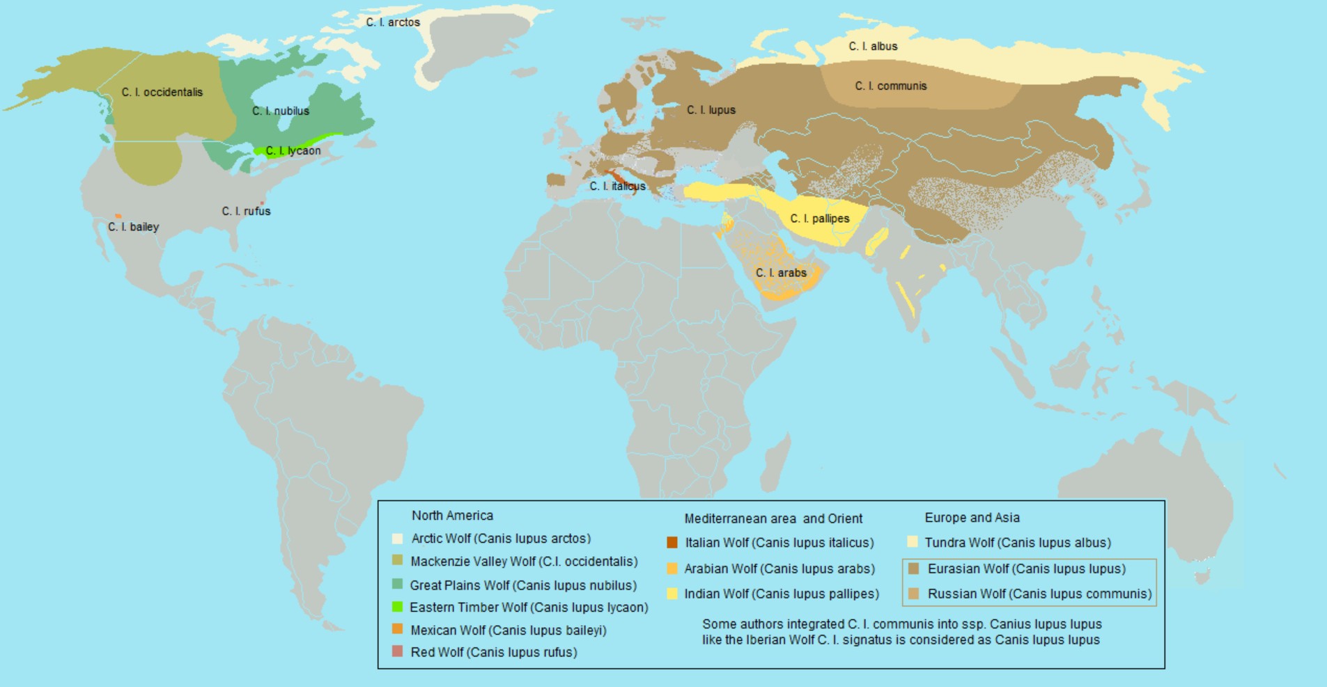 Range Map for Gray Wolf