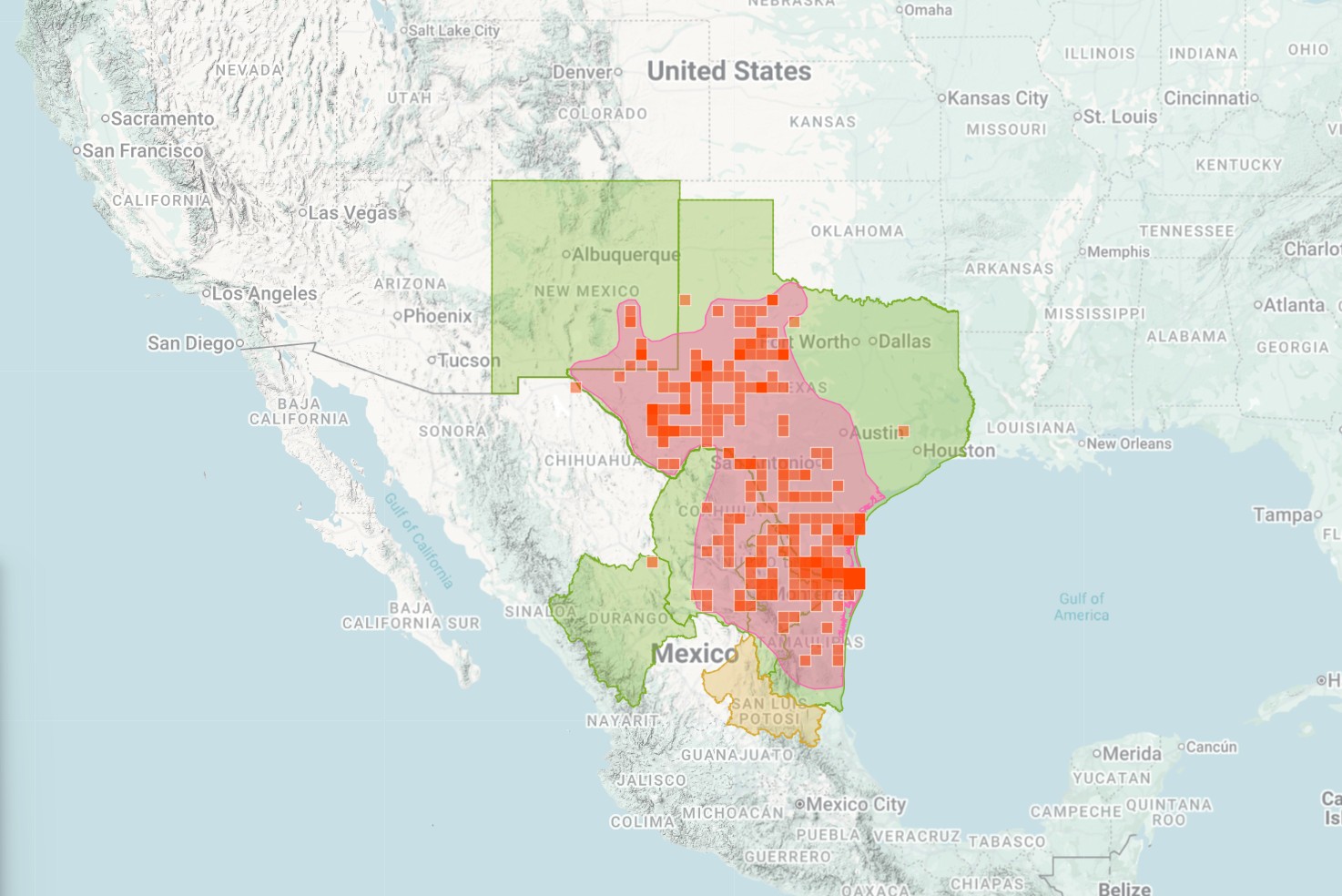 Range Map for Rio Grande Ground Squirrel