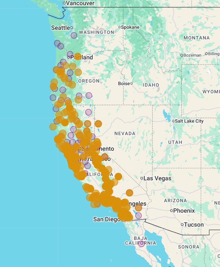 Range Map for California Sister