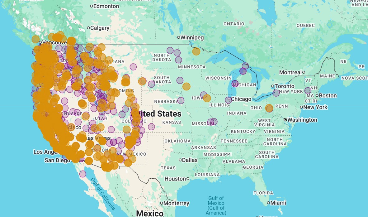 Range Map for California Tortoiseshell Butterfly