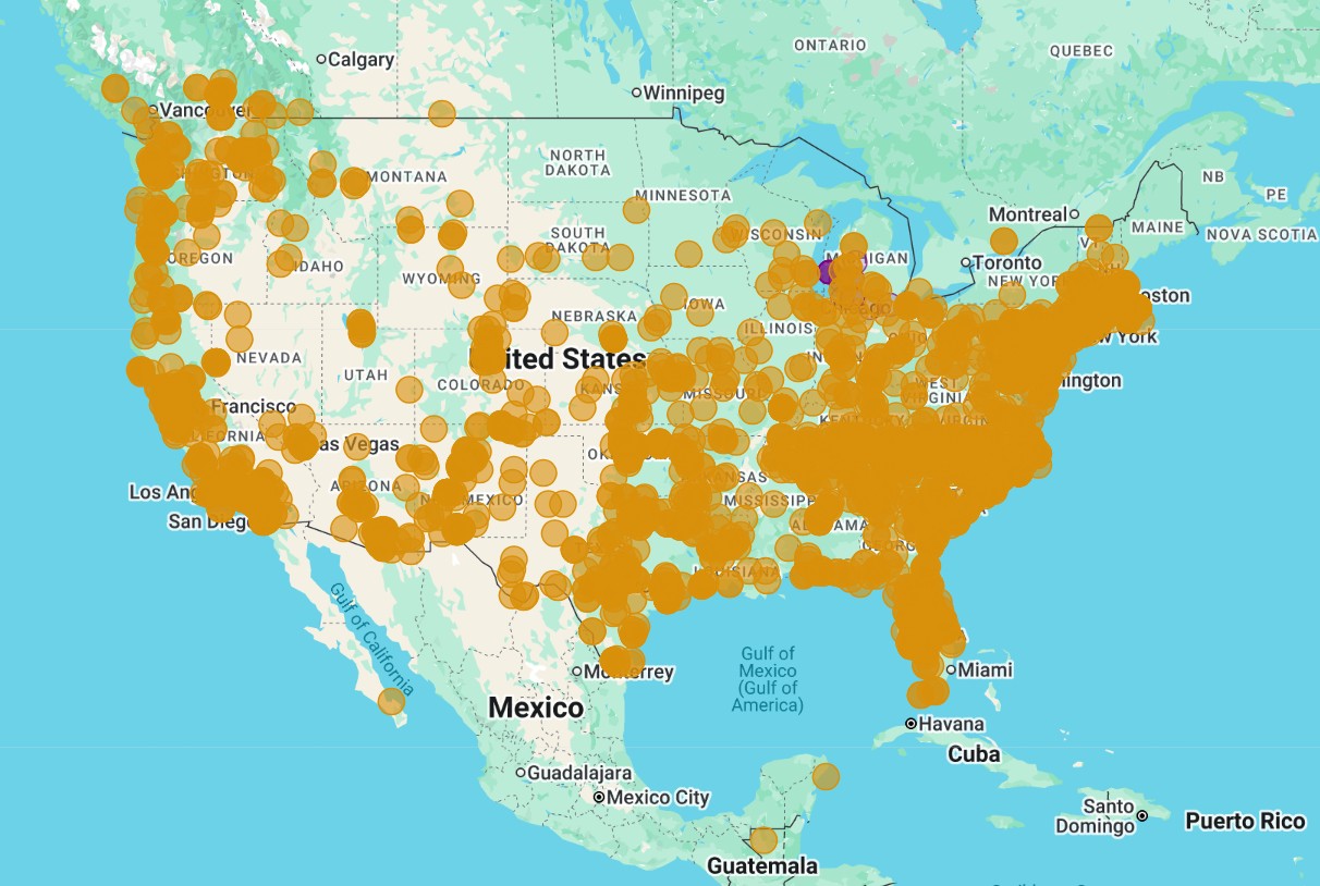 Range Map for Gray Hairstreak