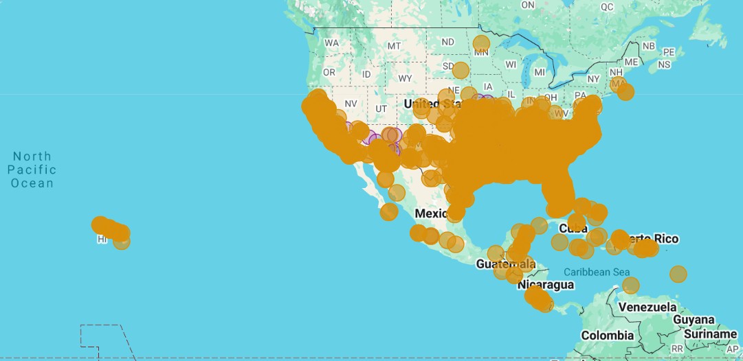 Range Map for Gulf Fritillary