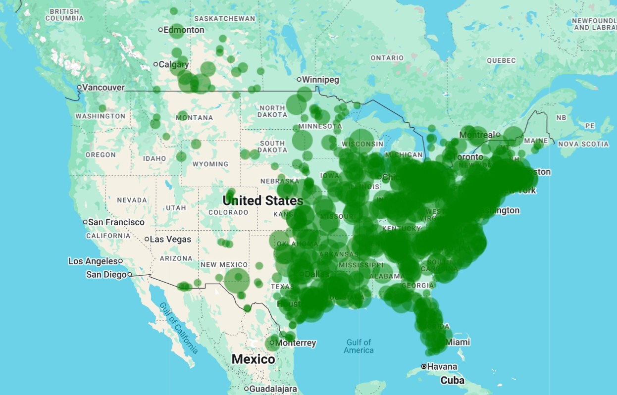 Range Map for Pearl Crescent