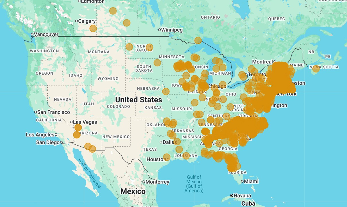 Range Map for Red-Spotted Purple