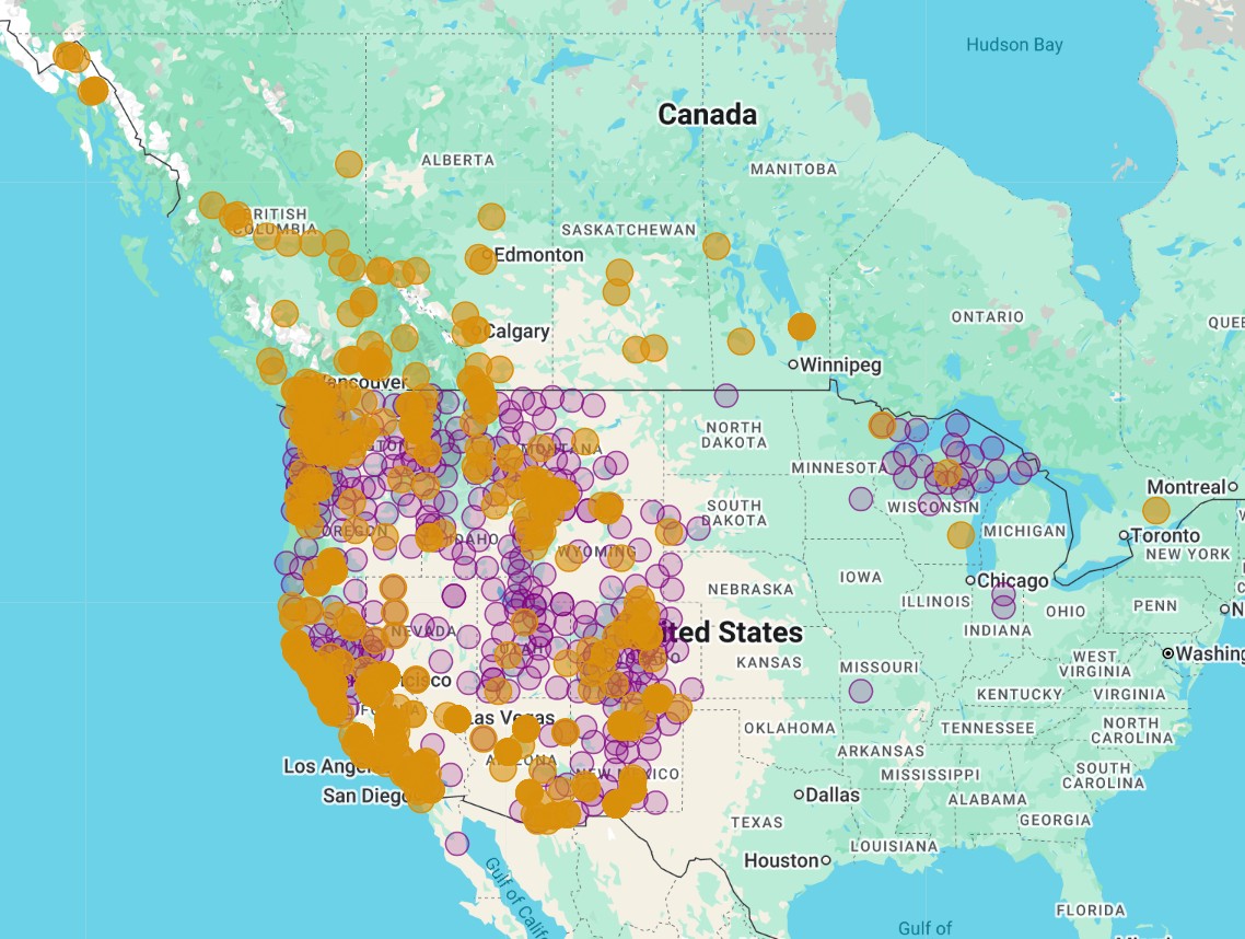 Range Map for Satyr Anglewing Butterfly