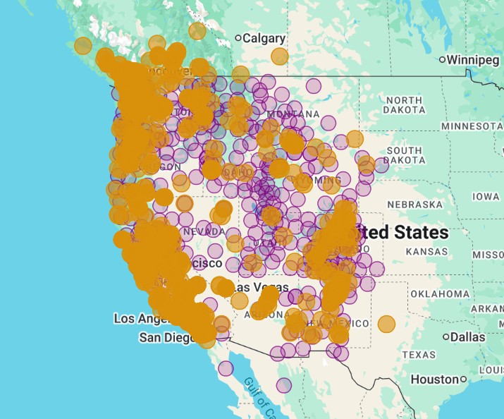 Range Map for Western Tiger Swallowtail