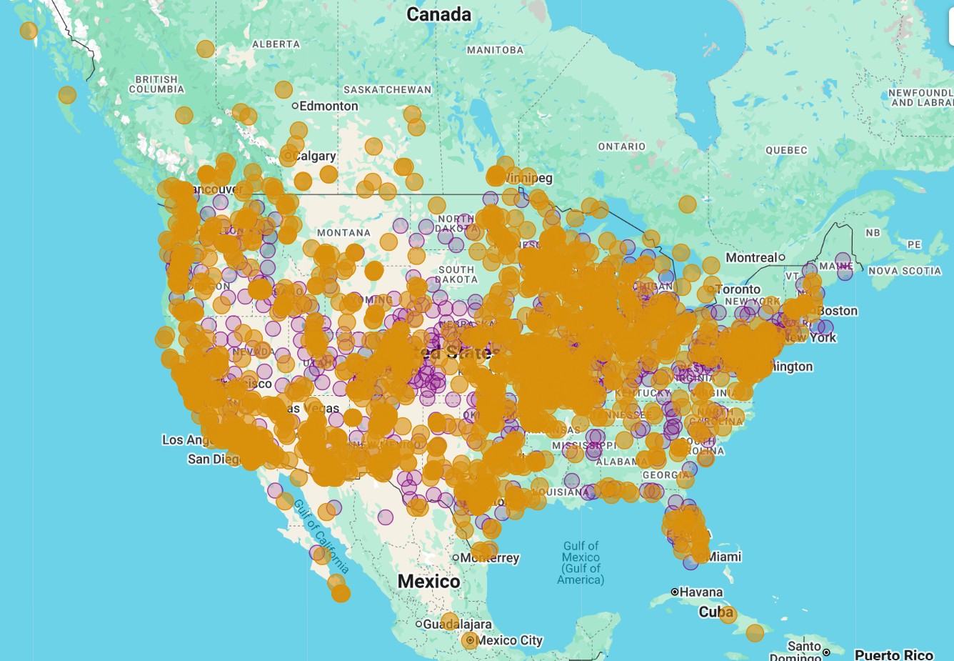 Range Map for White-Lined Sphinx Moth